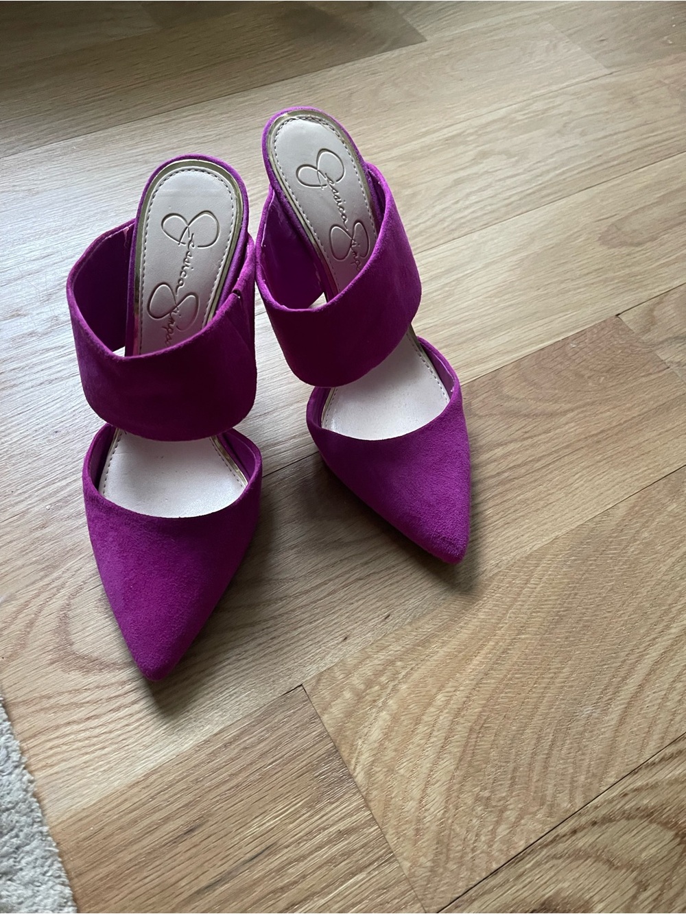 Jessica Simpson Magenta Pointed-Toe Slip-On Mules - Picture 2 of 5